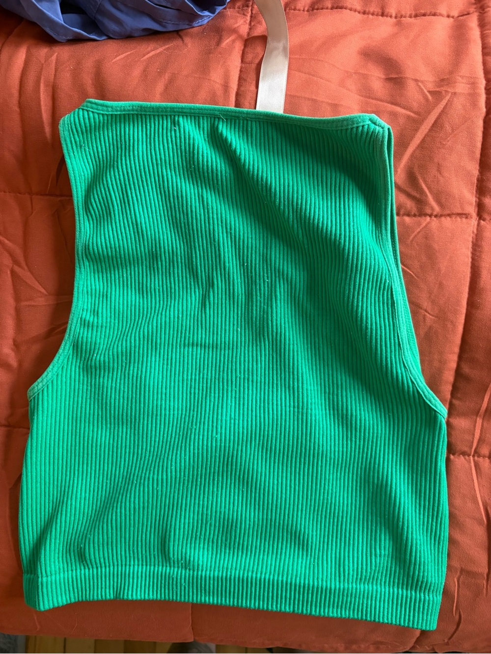 Women’s Green Ribbed Tank Top - Picture 2 of 2